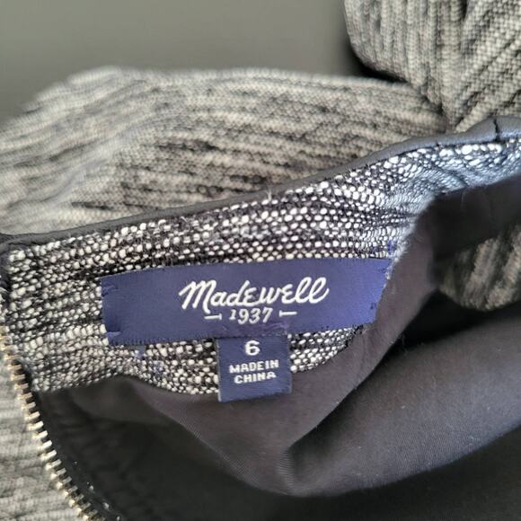 Madewell The Anywhere Dress Tweed Black Fit Flare Faux Leather Women 6 - Picture 11 of 13